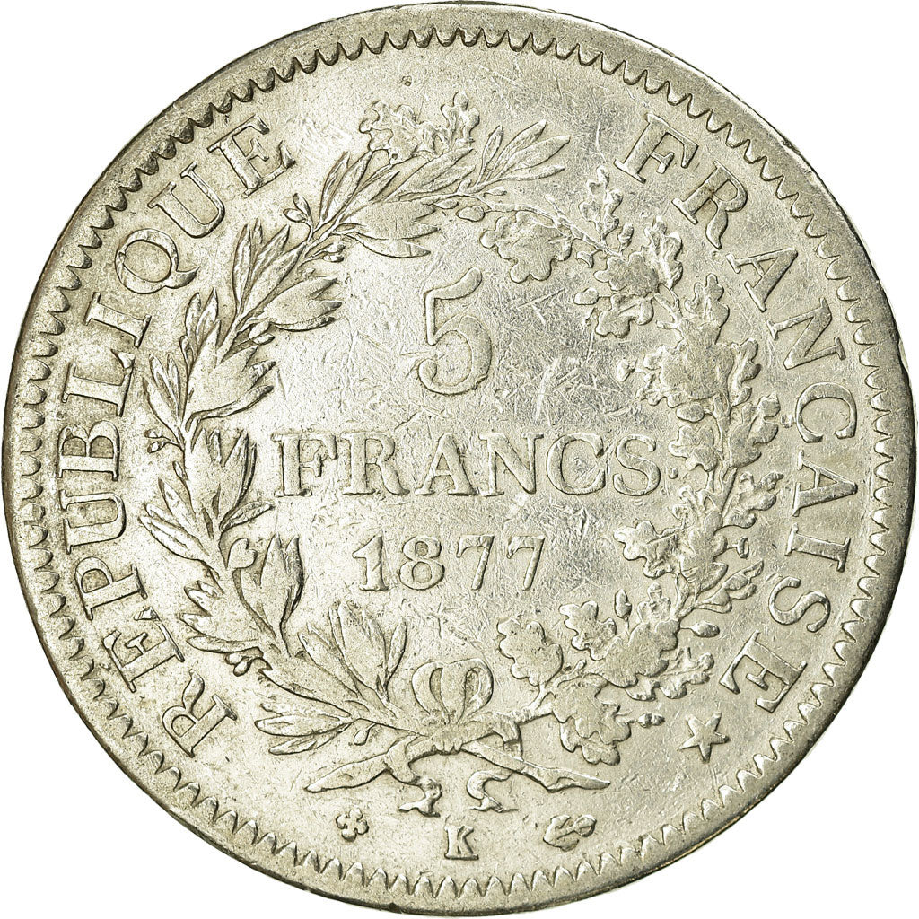 Monnaie, France, Hercule, 5 Francs, 1877, Bordeaux, TB, Argent, Gadoury:745a