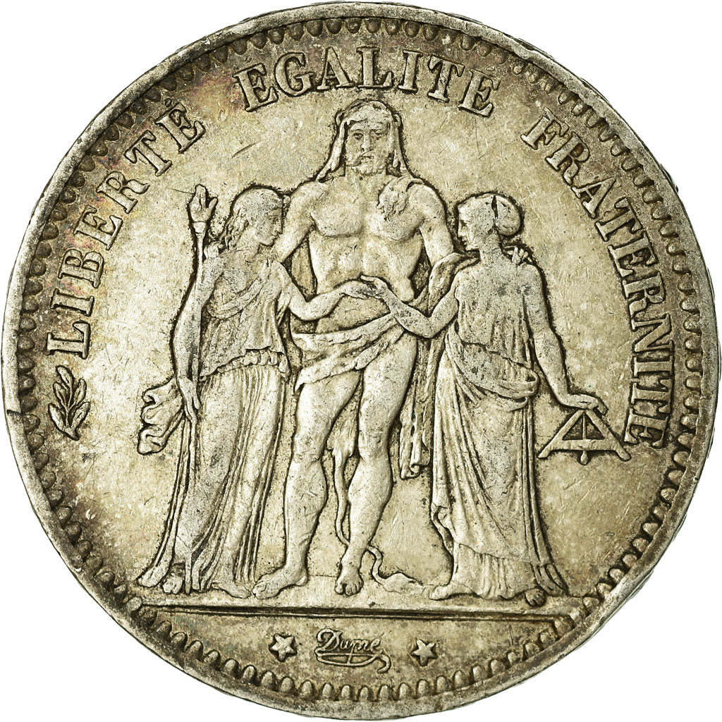 Coin, France, Hercule, 5 Francs, 1877, Bordeaux, VF(20-25), Silver, KM:820.2