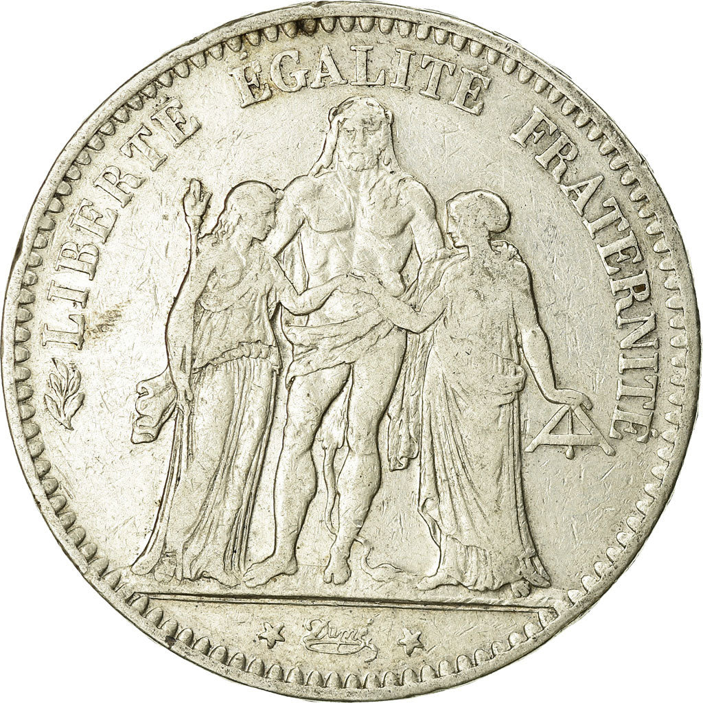 Moneta, Francia, Hercule, 5 Francs, 1876, Bordeaux, MB, Argento, KM:820.2