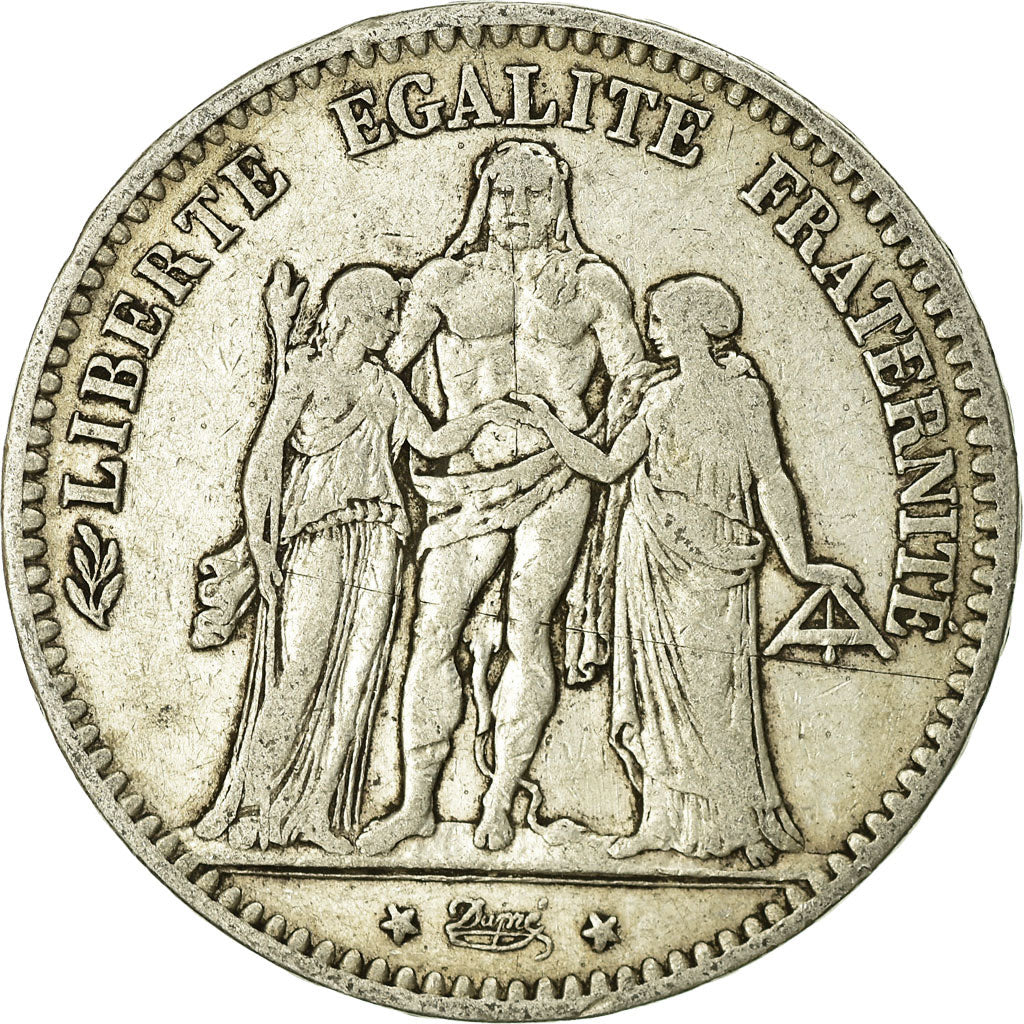 Coin, France, Hercule, 5 Francs, 1876, Bordeaux, VF(20-25), Silver, KM:820.2