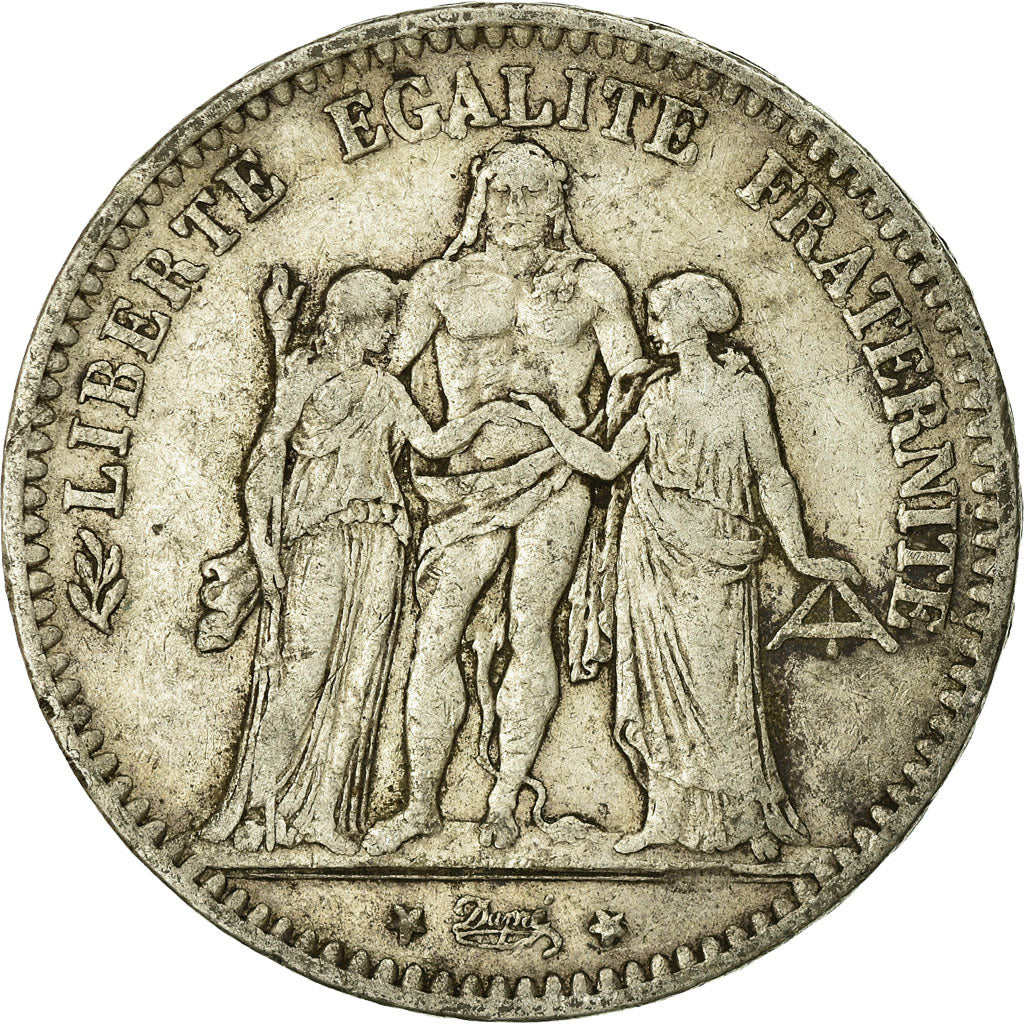 Coin, France, Hercule, 5 Francs, 1876, Bordeaux, VF(20-25), Silver, KM:820.2