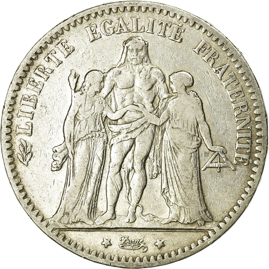 Coin, France, Hercule, 5 Francs, 1876, Bordeaux, VF(20-25), Silver, KM:820.2