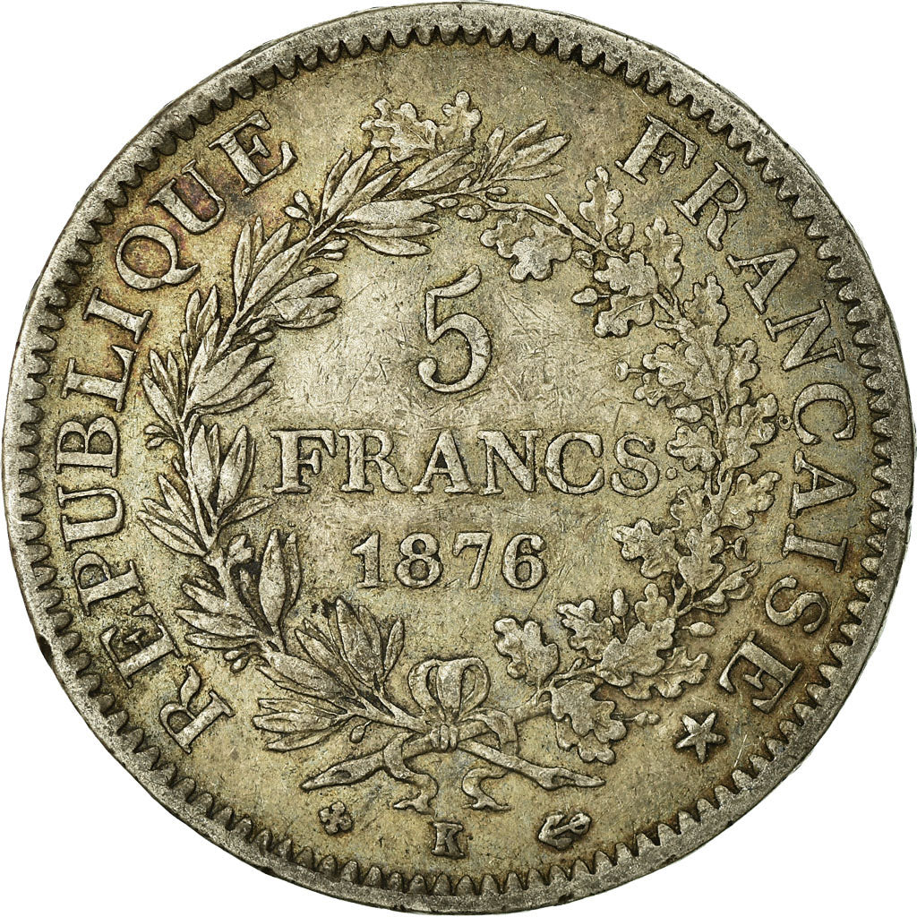 Monnaie, France, Hercule, 5 Francs, 1876, Bordeaux, TB, Argent, Gadoury:745a