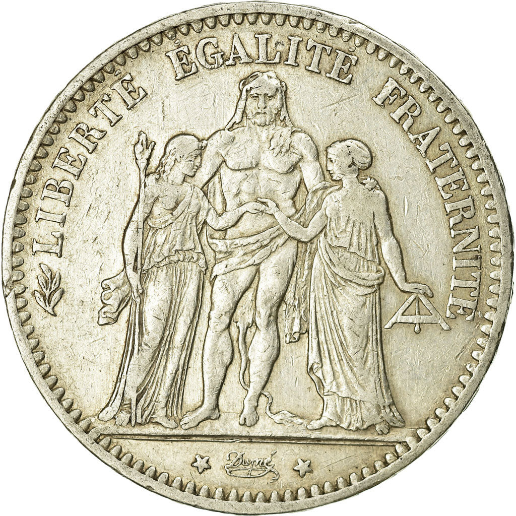 Coin, France, Hercule, 5 Francs, 1876, Bordeaux, VF(20-25), Silver, KM:820.2