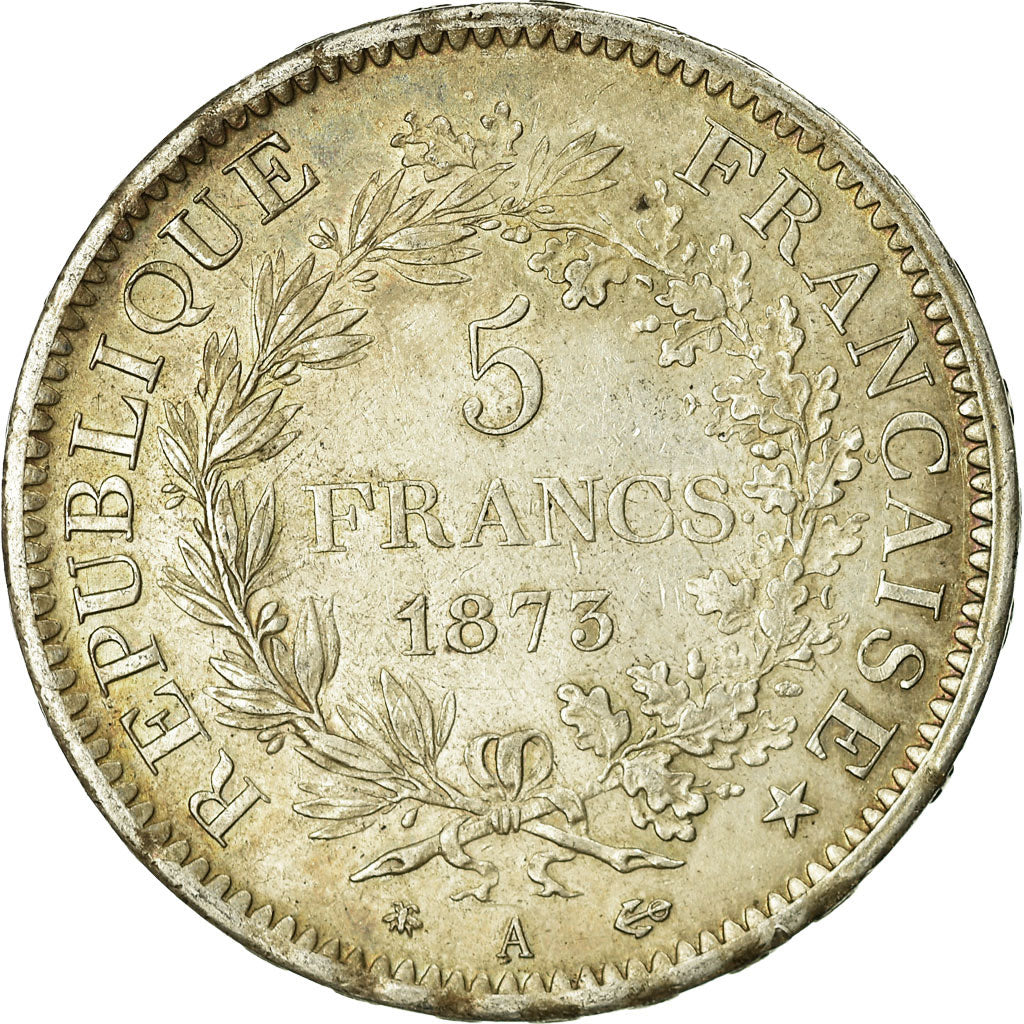 Moneta, Francia, Hercule, 5 Francs, 1873, Paris, MB+, Argento, KM:820.1