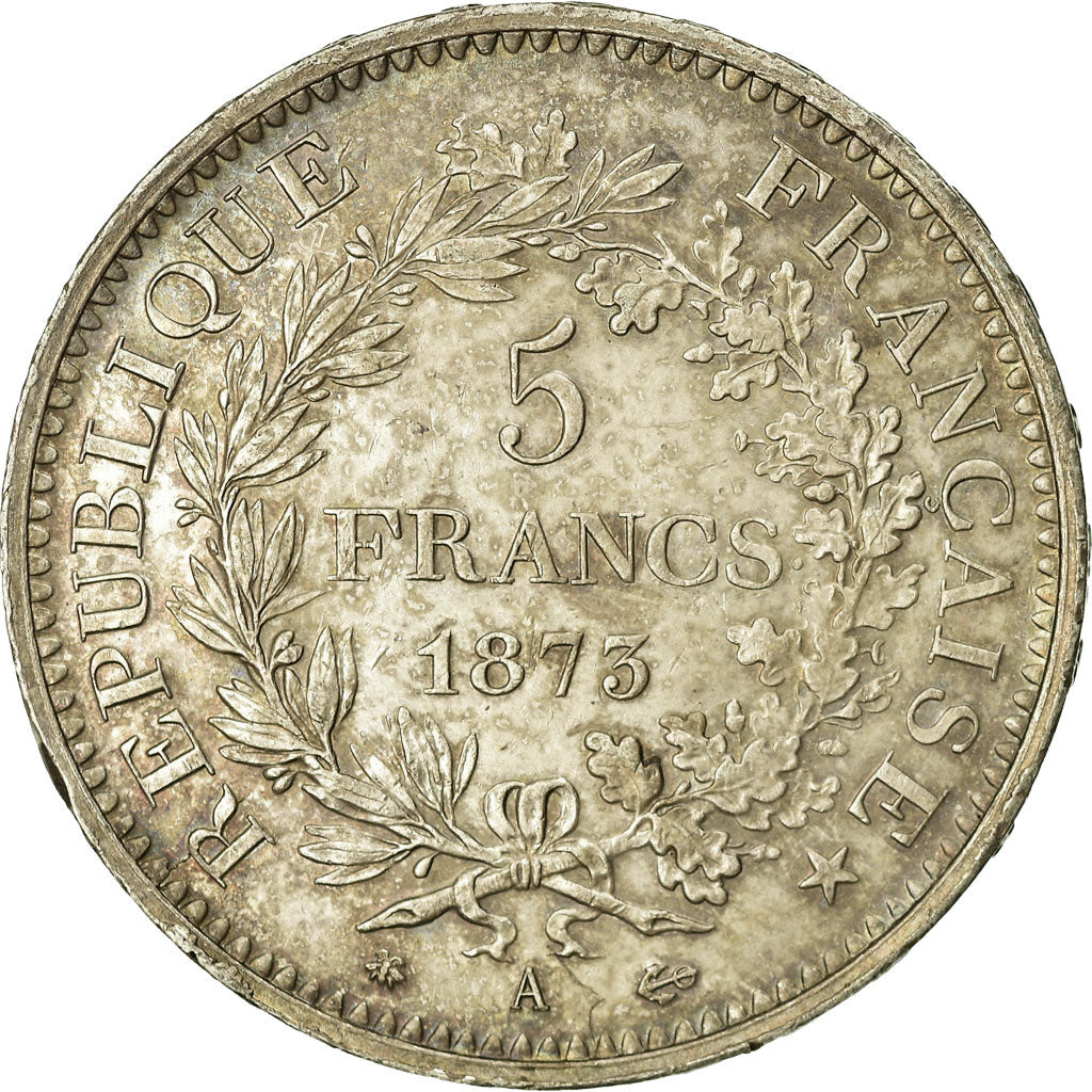 Moneta, Francia, Hercule, 5 Francs, 1873, Paris, MB+, Argento, KM:820.1