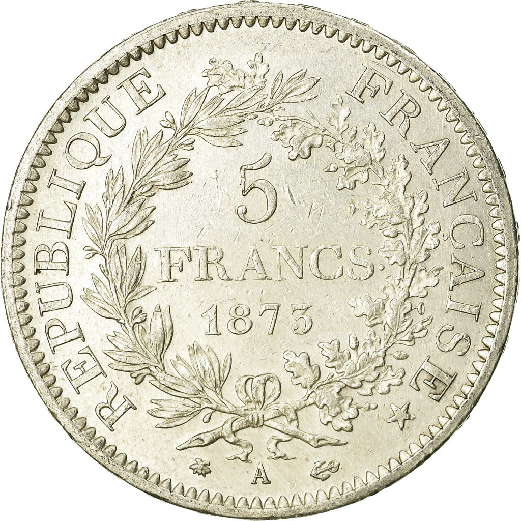 Moeda, França, Hercule, 5 Francs, 1873, Paris, EF(40-45), Prata, KM:820.1