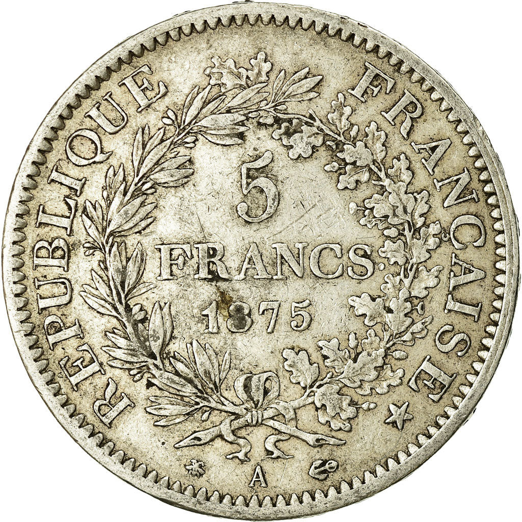 Coin, France, Hercule, 5 Francs, 1875, Paris, VF(30-35), Silver, KM:820.1