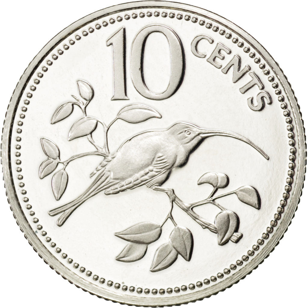 BELIZE, 10 Cents, 1976, Franklin Mint, KM #48a, MS(65-70), Silver, 16.95, 2.68