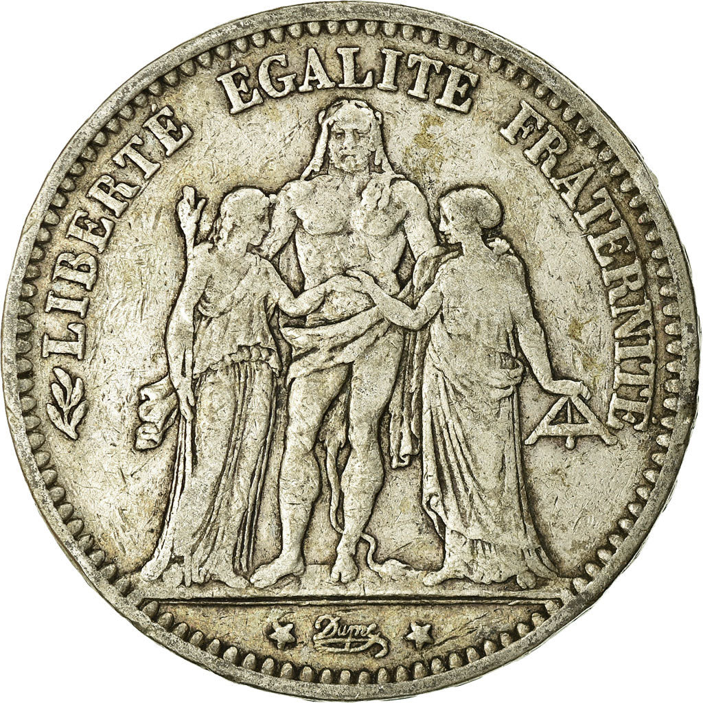 Moneta, Francia, Hercule, 5 Francs, 1874, Bordeaux, MB, Argento, KM:820.2