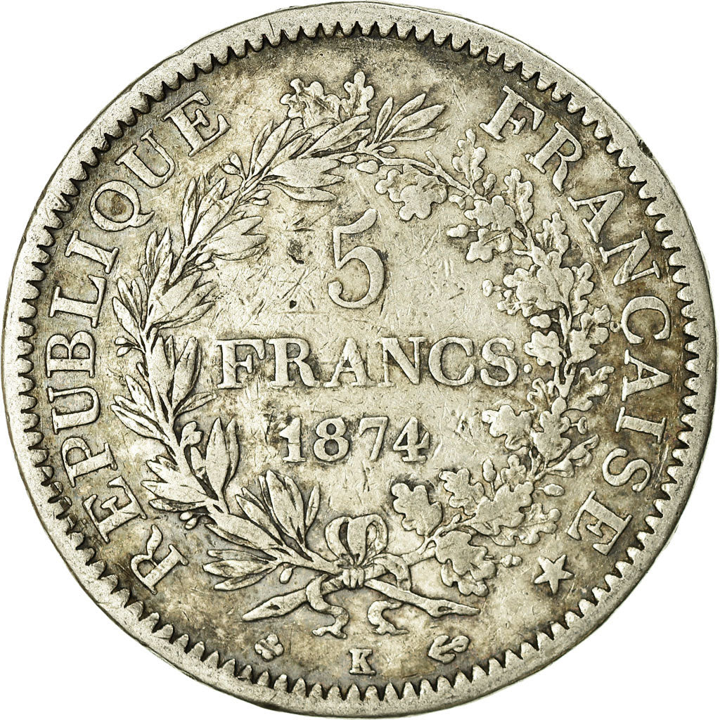 Monnaie, France, Hercule, 5 Francs, 1874, Bordeaux, TB, Argent, Gadoury:745a