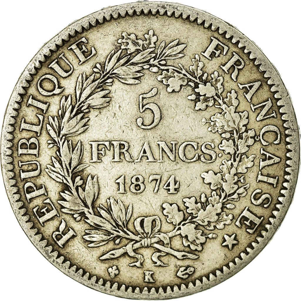 Monnaie, France, Hercule, 5 Francs, 1874, Bordeaux, TB, Argent, Gadoury:745a