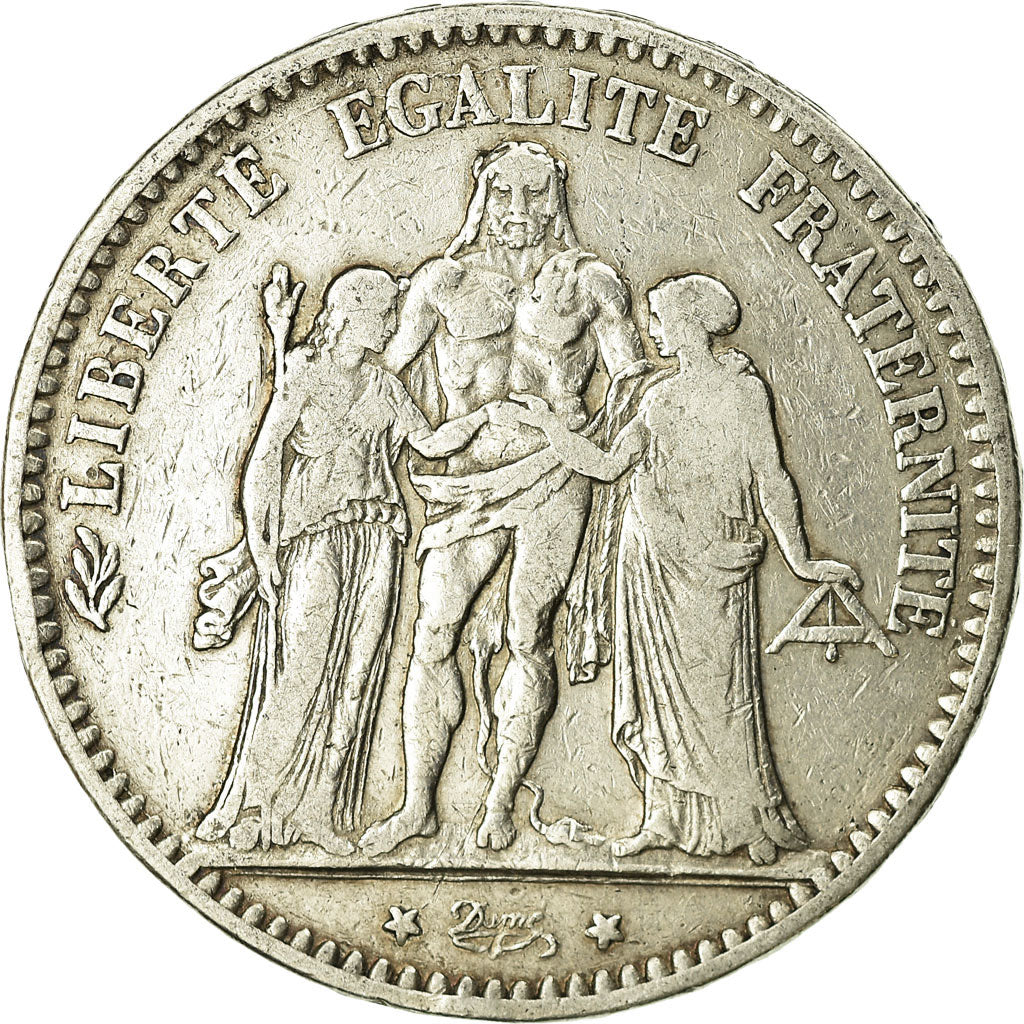 Moeda, França, Hercule, 5 Francs, 1874, Bordeaux, VF(20-25), Prata, KM:820.2