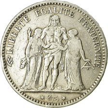 Moeda, França, Hercule, 5 Francs, 1874, Bordeaux, VF(20-25), Prata, KM:820.2