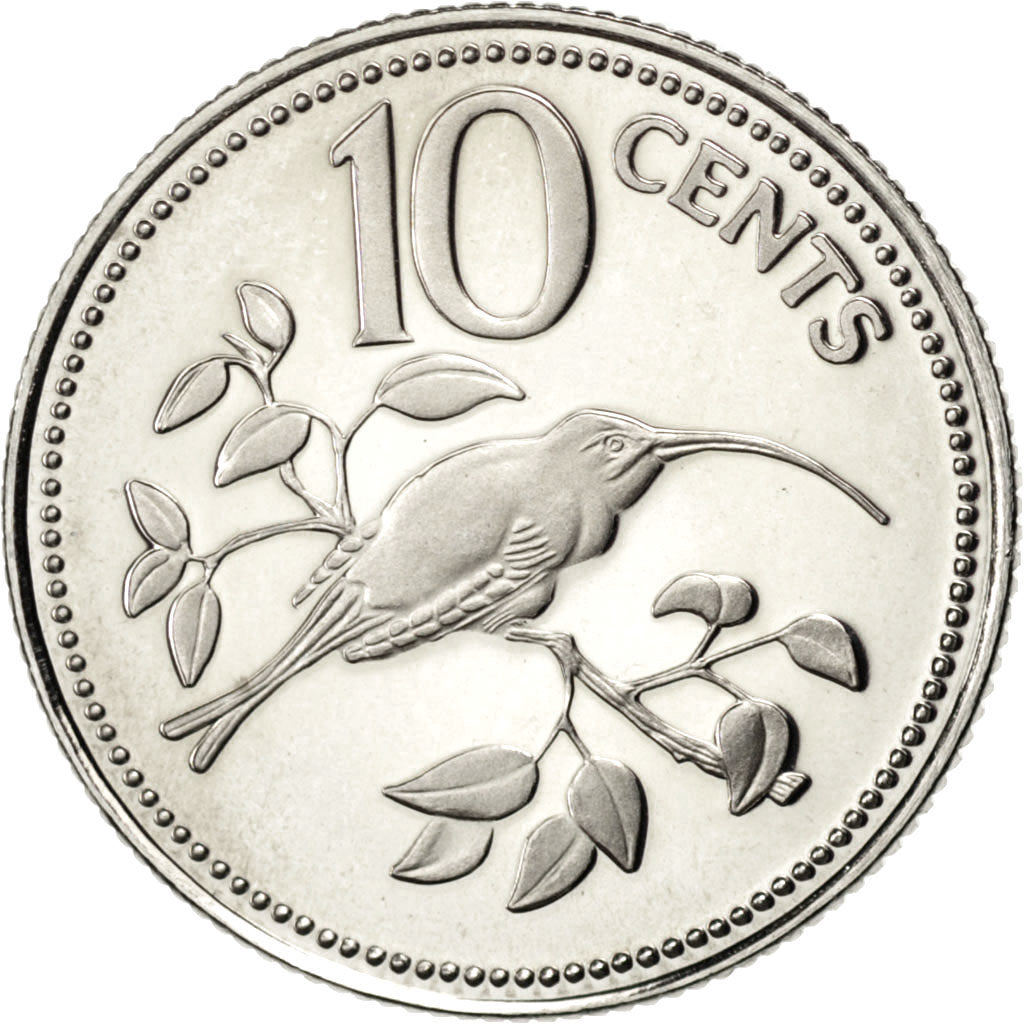 BELIZE, 10 Cents, 1976, Franklin Mint, KM #48, MS(65-70), Copper-Nickel, 16.95,.