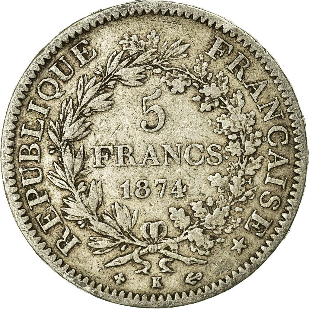 Monnaie, France, Hercule, 5 Francs, 1874, Bordeaux, TB, Argent, Gadoury:745a