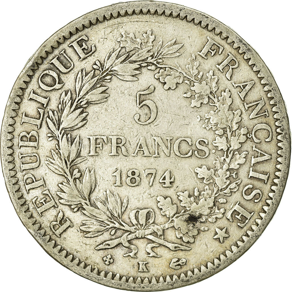 Monnaie, France, Hercule, 5 Francs, 1874, Bordeaux, TB, Argent, Gadoury:745a