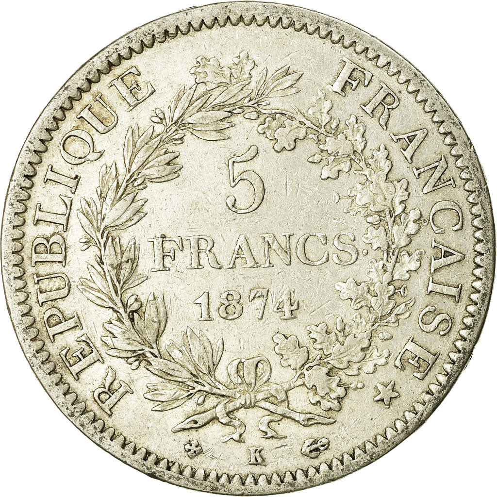 Münze, Frankreich, Hercule, 5 Francs, 1874, Bordeaux, S, Silber, KM:820.2