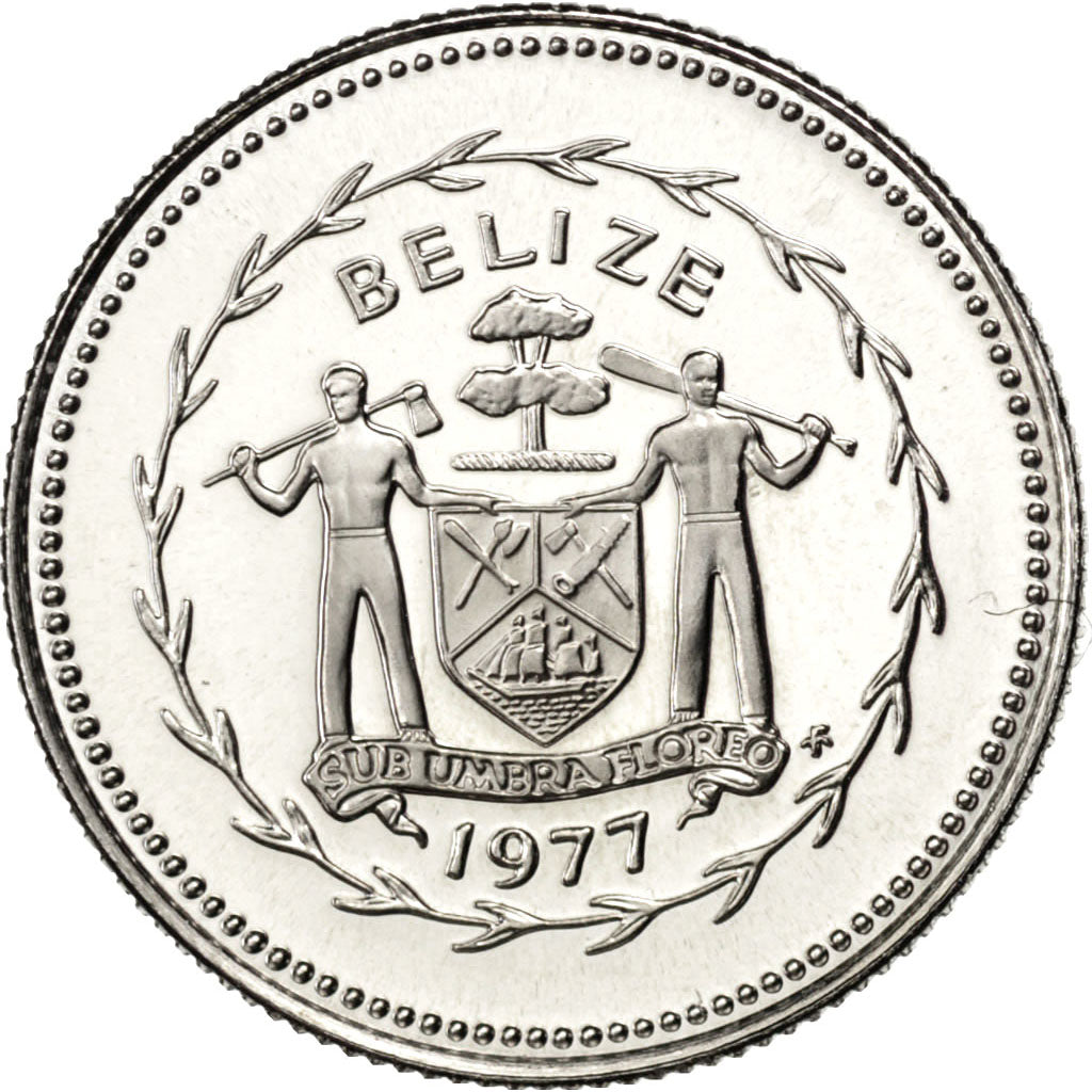 BELIZE, 10 Cents, 1977, Franklin Mint, KM #48, MS(65-70), Copper-Nickel, 16.95,.