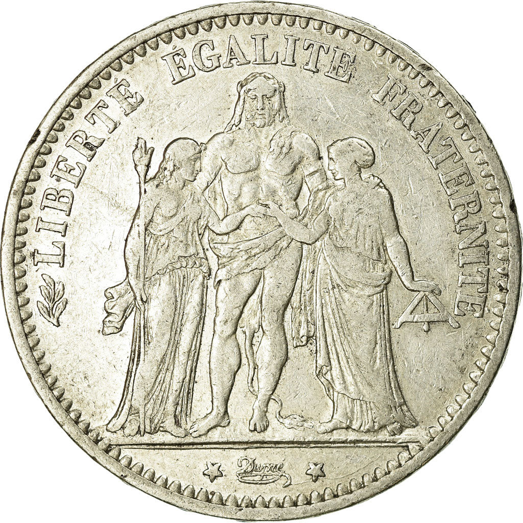 Moneta, Francia, Hercule, 5 Francs, 1874, Bordeaux, MB+, Argento, KM:820.2