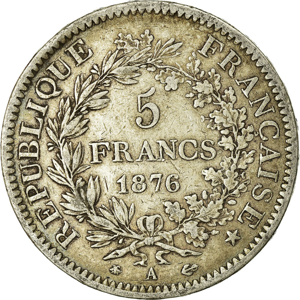 Monnaie, France, Hercule, 5 Francs, 1876, Paris, TB, Argent, Gadoury:745a