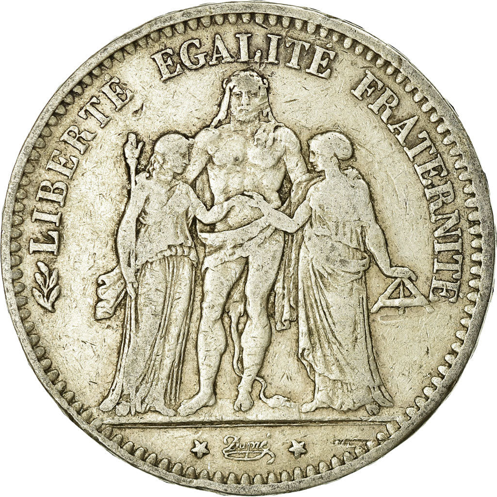 Coin, France, Hercule, 5 Francs, 1876, Paris, VF(20-25), Silver, KM:820.1