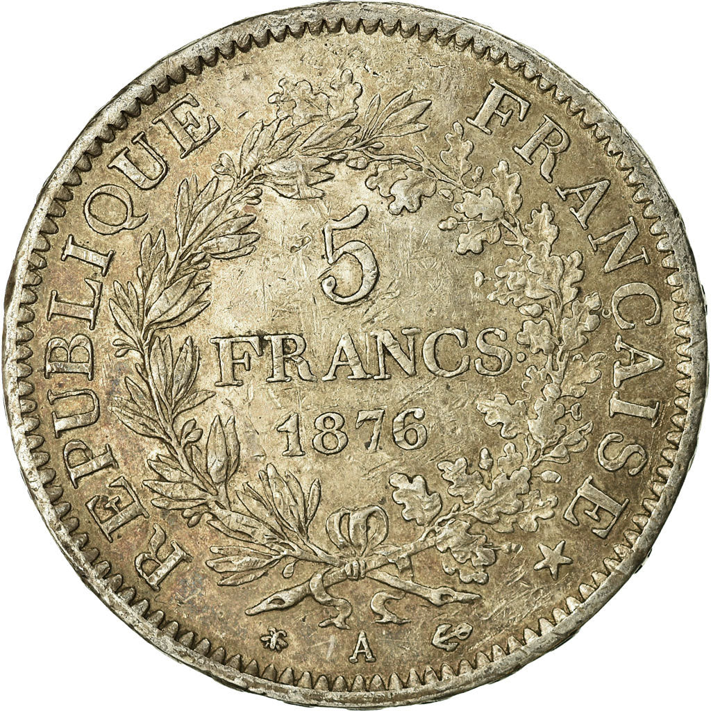 Coin, France, Hercule, 5 Francs, 1876, Paris, VF(20-25), Silver, KM:820.1