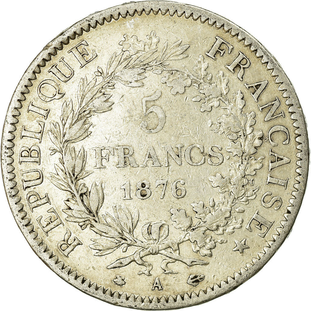Coin, France, Hercule, 5 Francs, 1876, Paris, VF(20-25), Silver, KM:820.1