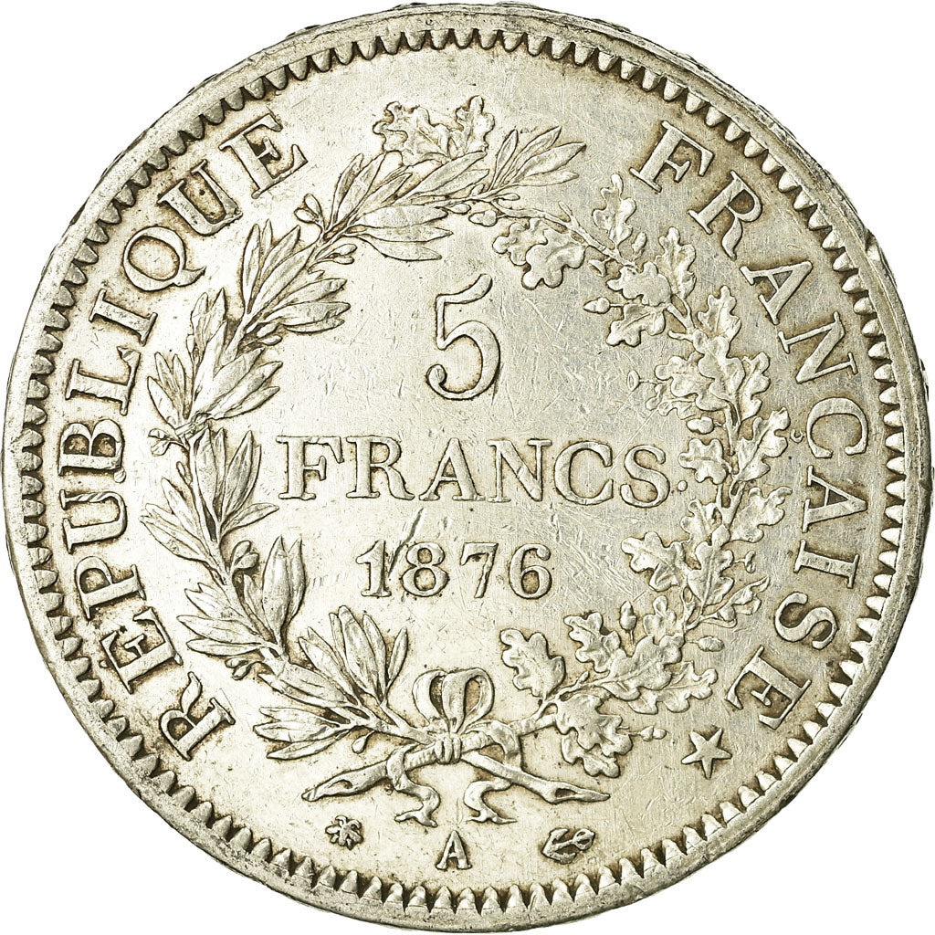 Coin, France, Hercule, 5 Francs, 1876, Paris, VF(30-35), Silver, KM:820.1