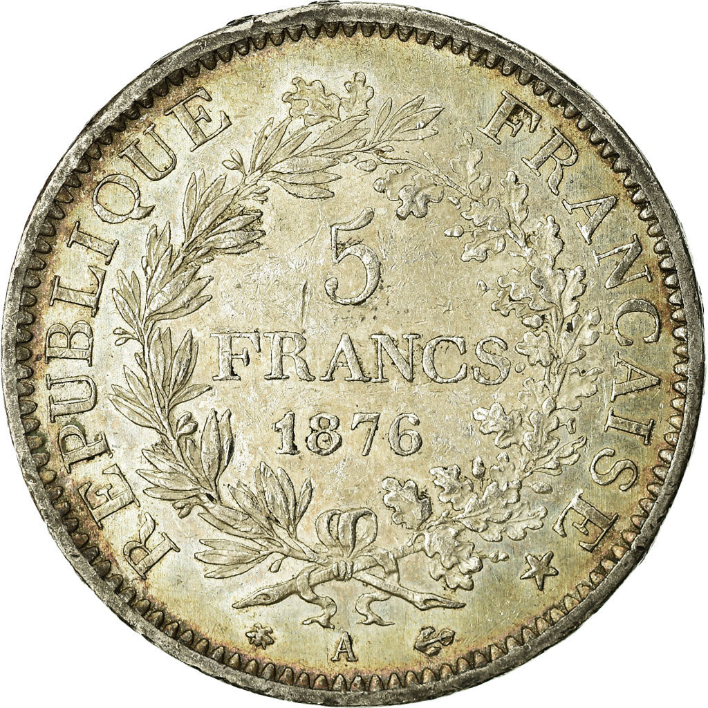 Münze, Frankreich, Hercule, 5 Francs, 1876, Paris, S+, Silber, KM:820.1