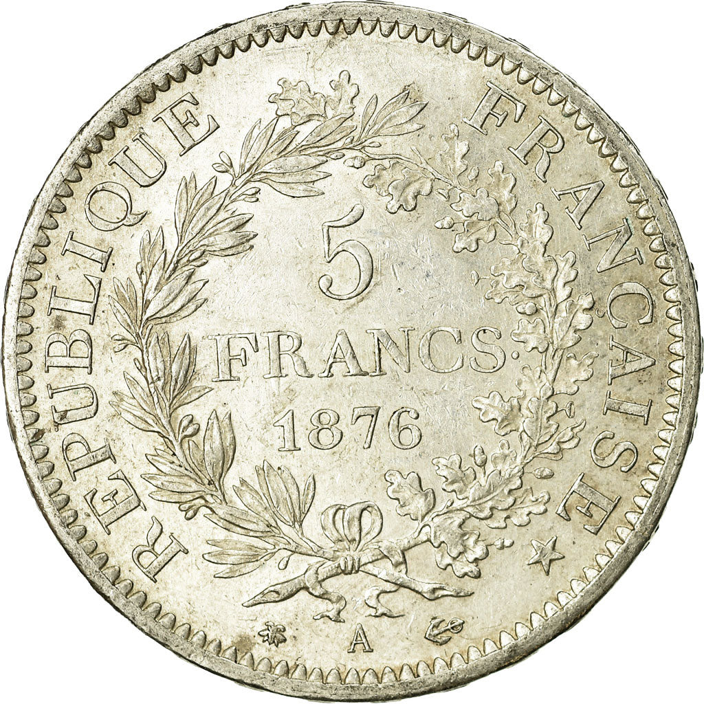 Coin, France, Hercule, 5 Francs, 1876, Paris, VF(30-35), Silver, KM:820.1
