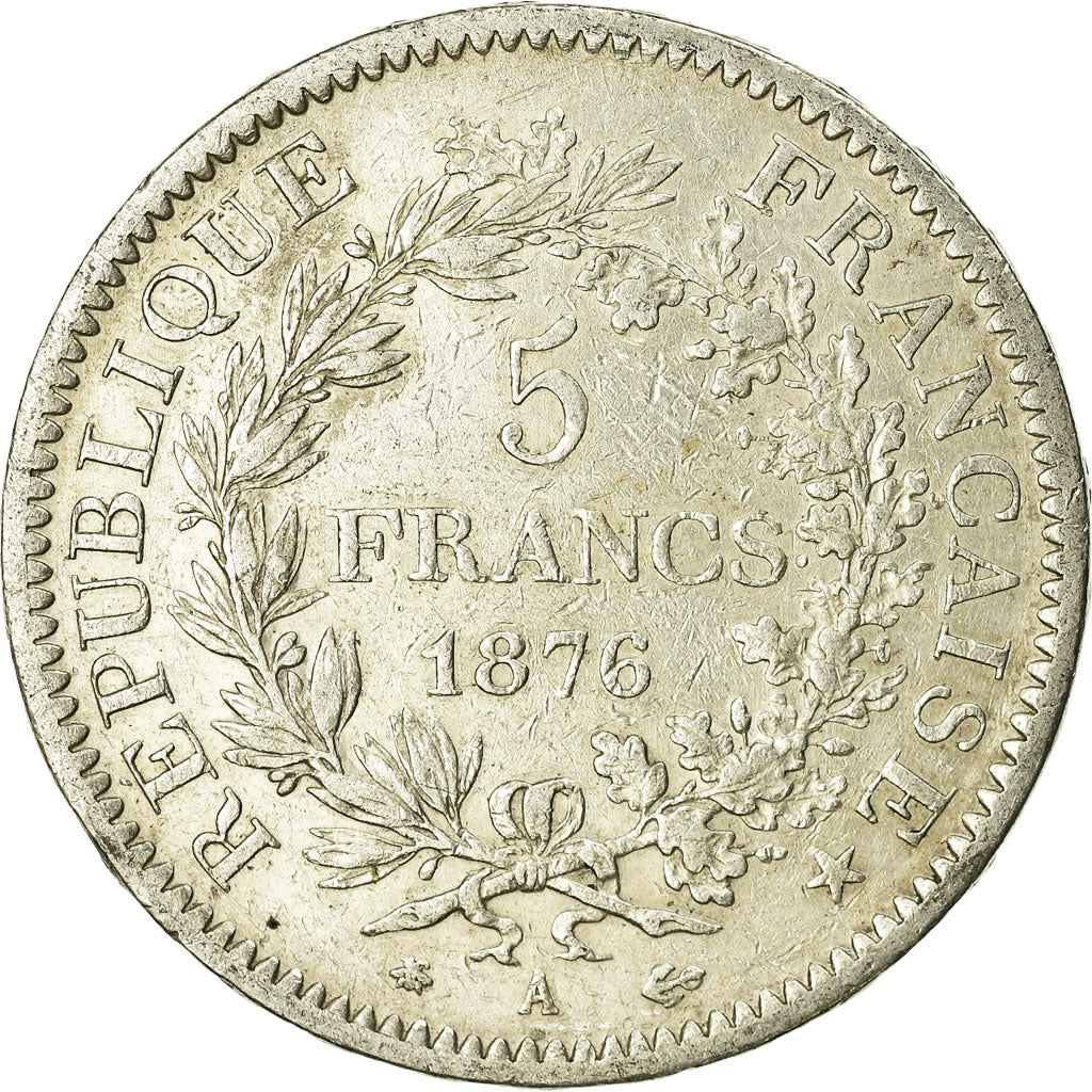 Coin, France, Hercule, 5 Francs, 1876, Paris, VF(30-35), Silver, KM:820.1