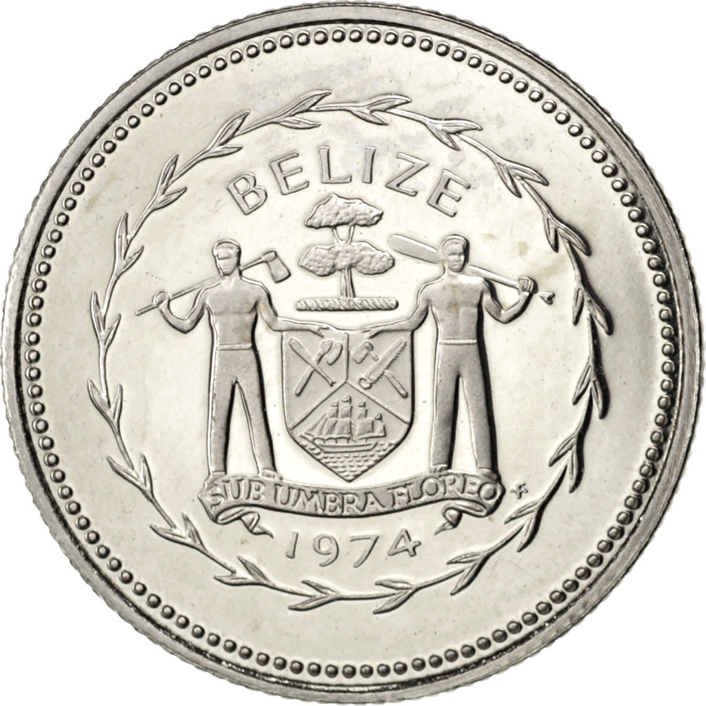 BELIZE, 10 Cents, 1974, Franklin Mint, KM #40, MS(65-70), Copper-Nickel, 16.95,.