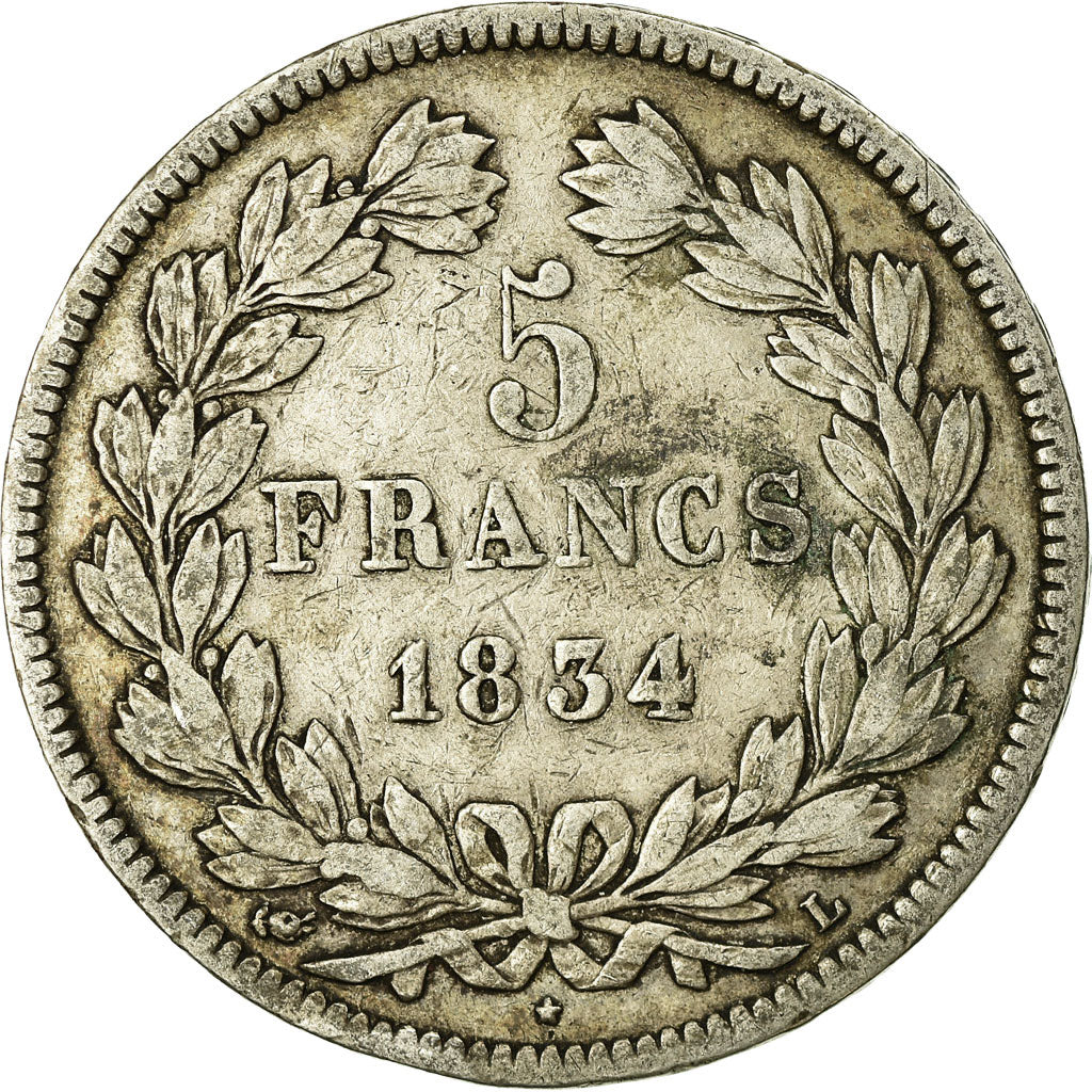 Münze, Frankreich, Louis-Philippe, 5 Francs, 1834, Bayonne, S, Silber