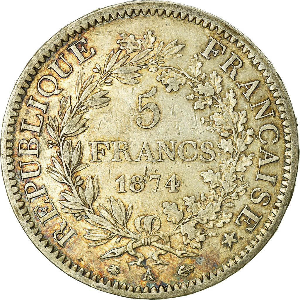 Moneta, Francia, Hercule, 5 Francs, 1874, Paris, MB, Argento, KM:820.1