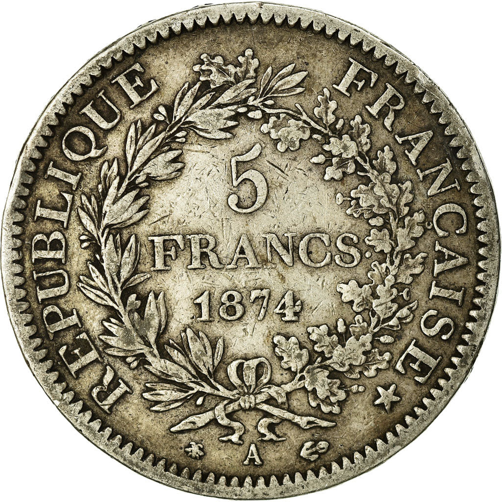 Münze, Frankreich, Hercule, 5 Francs, 1874, Paris, S, Silber, KM:820.1