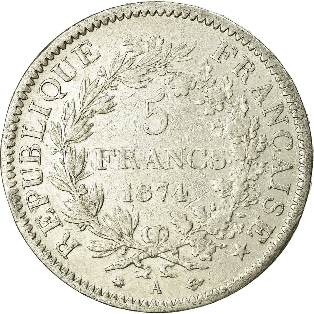 Coin, France, Hercule, 5 Francs, 1874, Paris, VF(20-25), Silver, KM:820.1