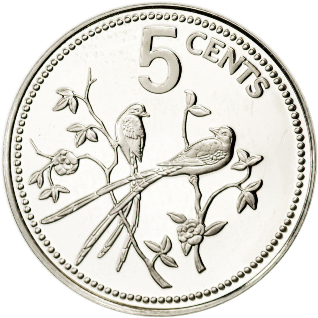 BELIZE, 5 Cents, 1975, Franklin Mint, KM #47a, MS(65-70), Silver, 20, 4.31