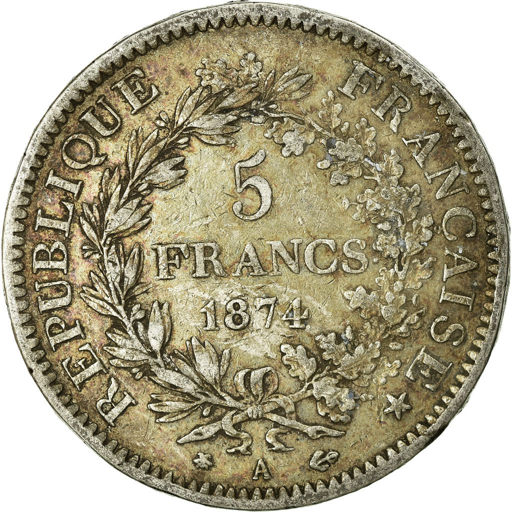 Coin, France, Hercule, 5 Francs, 1874, Paris, VF(20-25), Silver, KM:820.1