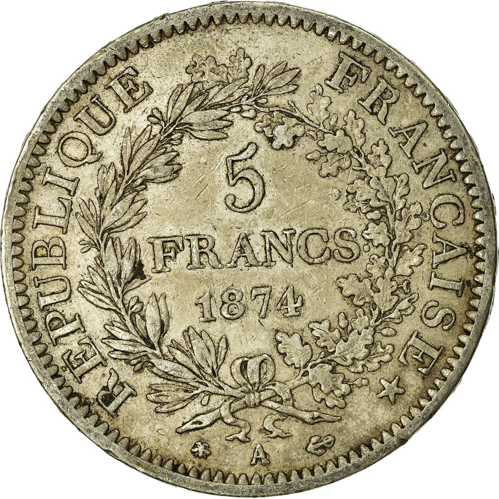 Coin, France, Hercule, 5 Francs, 1874, Paris, VF(20-25), Silver, KM:820.1