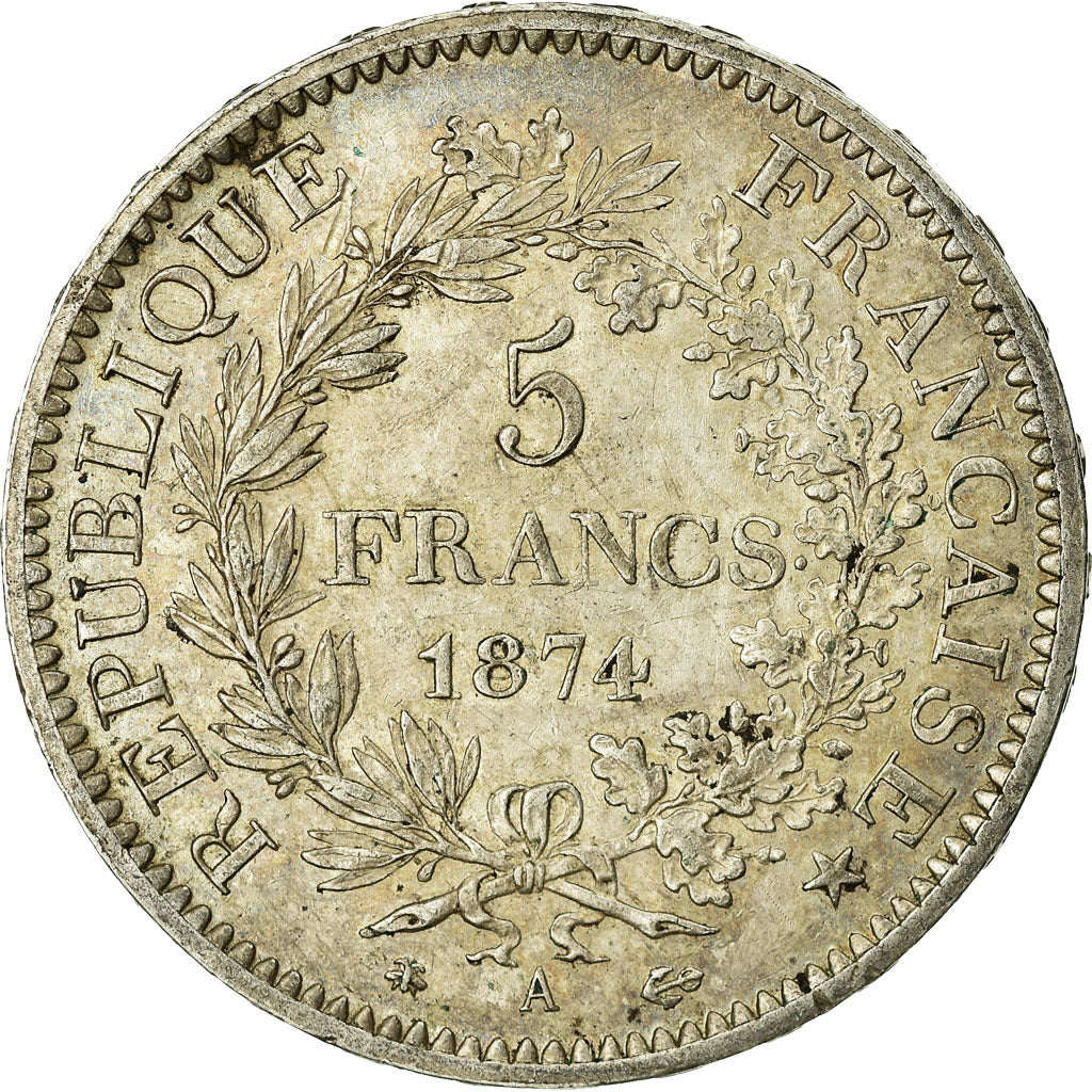 Coin, France, Hercule, 5 Francs, 1874, Paris, VF(30-35), Silver, KM:820.1