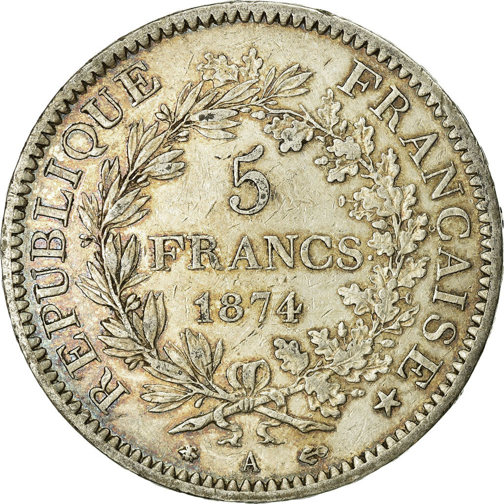 Munten, Frankrijk, Hercule, 5 Francs, 1874, Paris, FR+, Zilver, KM:820.1