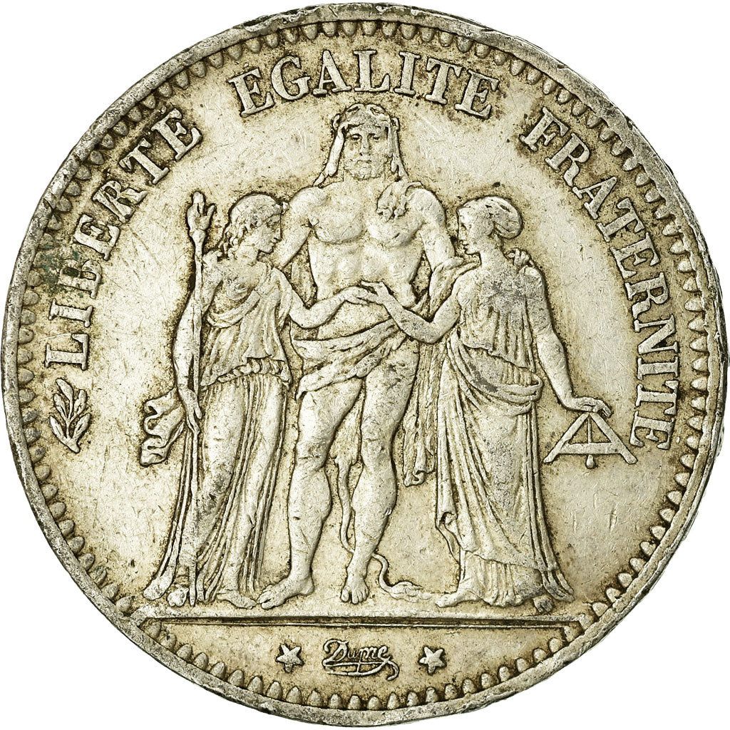 Moneta, Francja, Hercule, 5 Francs, 1874, Paris, VF(30-35), Srebro, KM:820.1