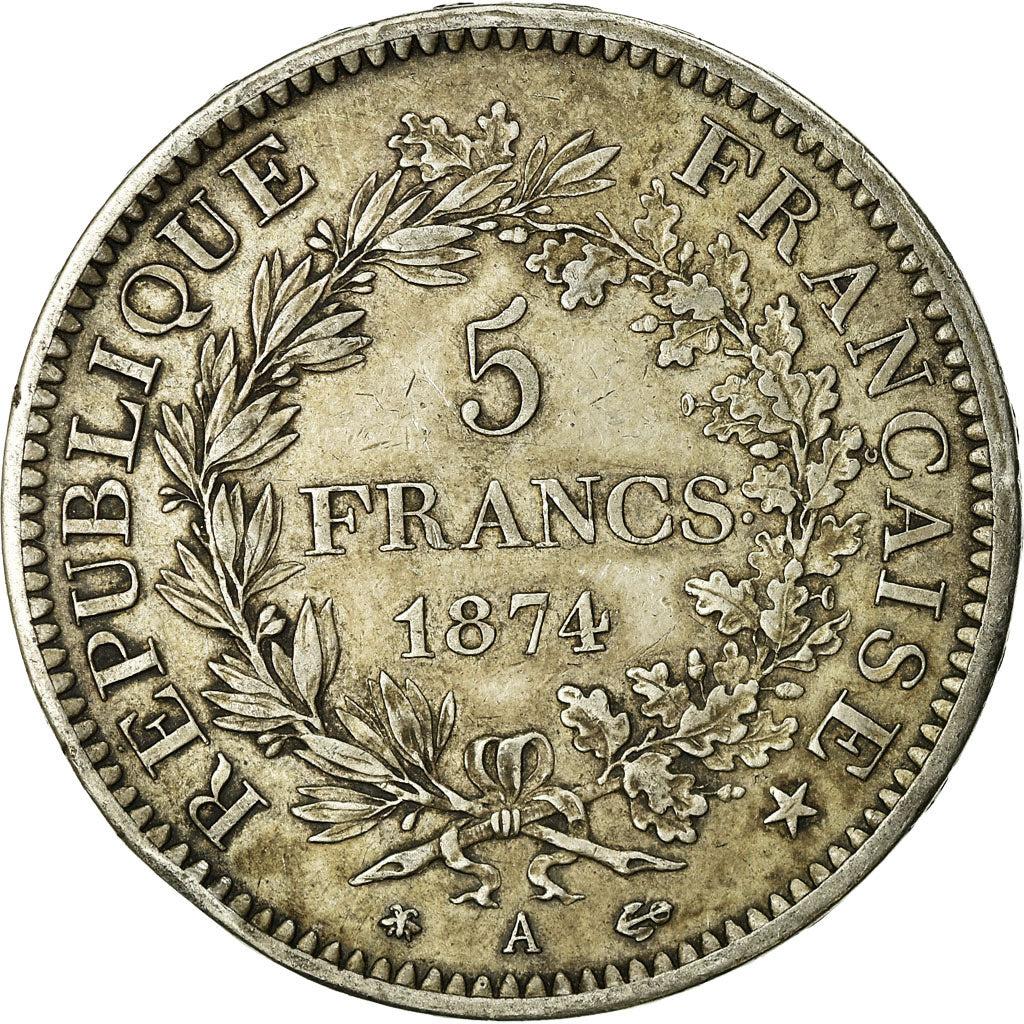 Coin, France, Hercule, 5 Francs, 1874, Paris, VF(20-25), Silver, KM:820.1