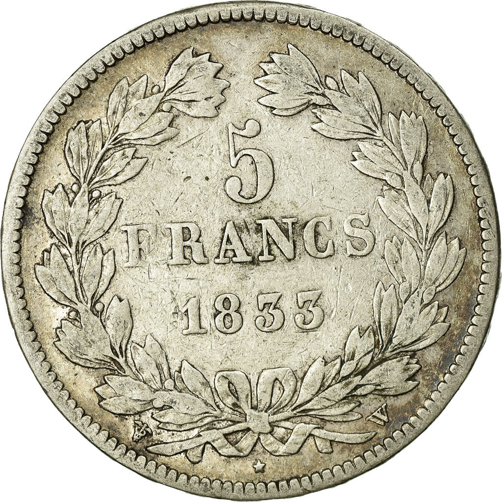 Coin, France, Louis-Philippe, 5 Francs, 1833, Lille, VF(20-25), Silver