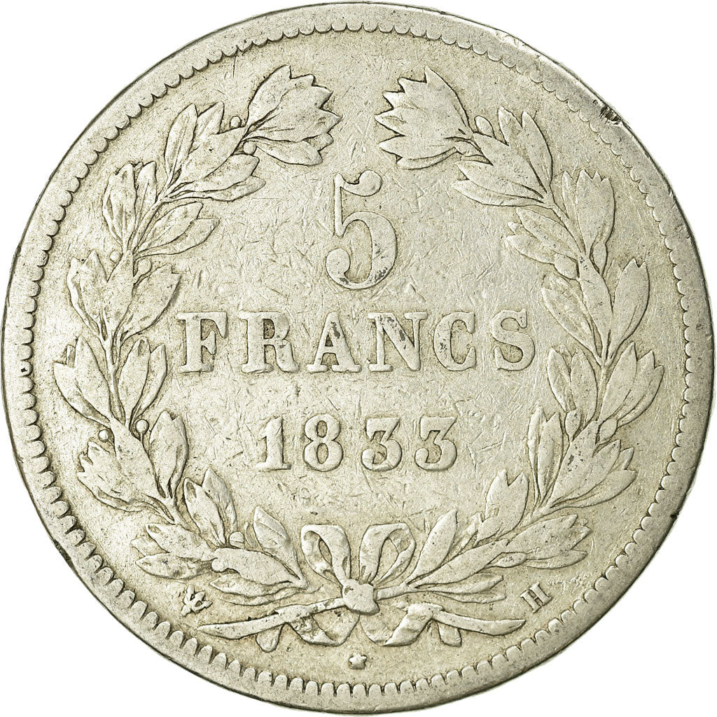 Coin, France, Louis-Philippe, 5 Francs, 1833, La Rochelle, VF(20-25), Silver