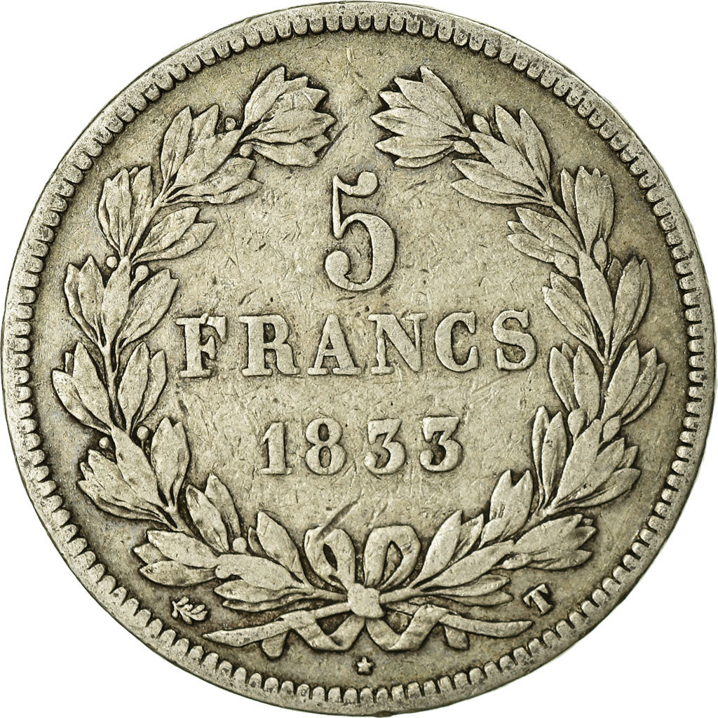 Coin, France, Louis-Philippe, 5 Francs, 1833, Nantes, VF(20-25), Silver