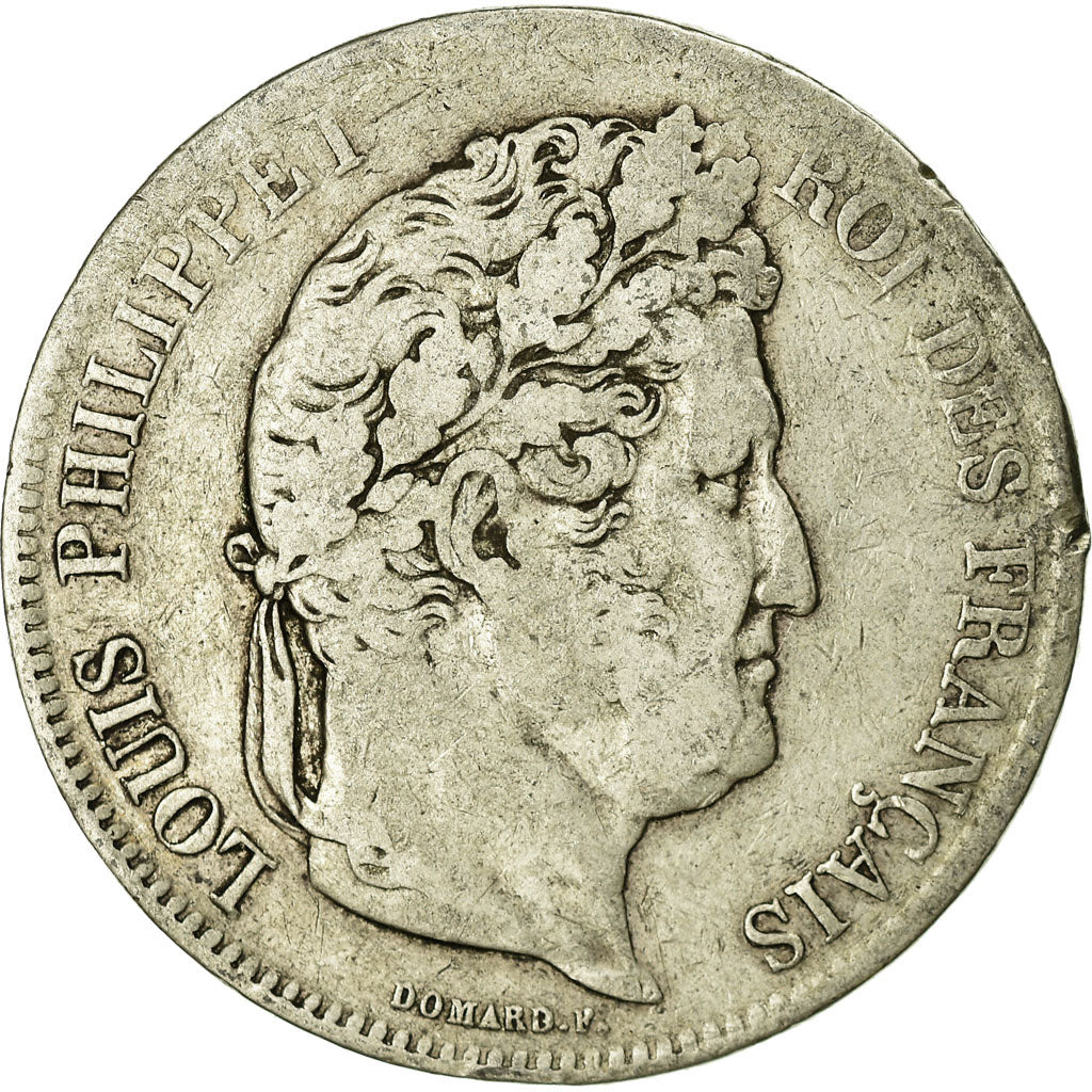 Moeda, França, Louis-Philippe, 5 Francs, 1833, Marseille, VF(20-25), Prata