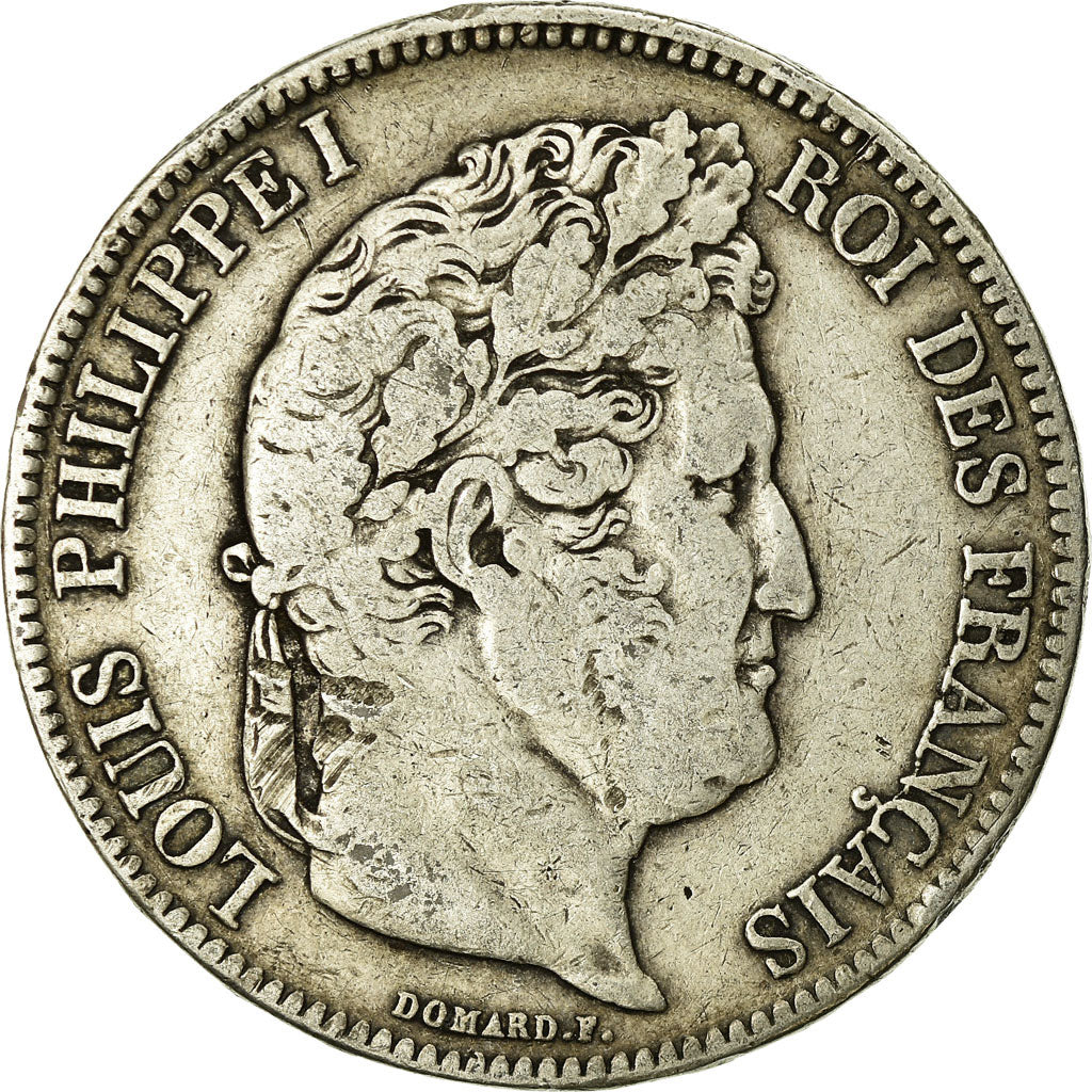 Moneda, Francia, Louis-Philippe, 5 Francs, 1833, Toulouse, BC+, Plata, KM:749.9