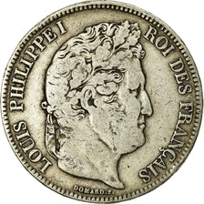 Moneda, Francia, Louis-Philippe, 5 Francs, 1833, Toulouse, BC+, Plata, KM:749.9